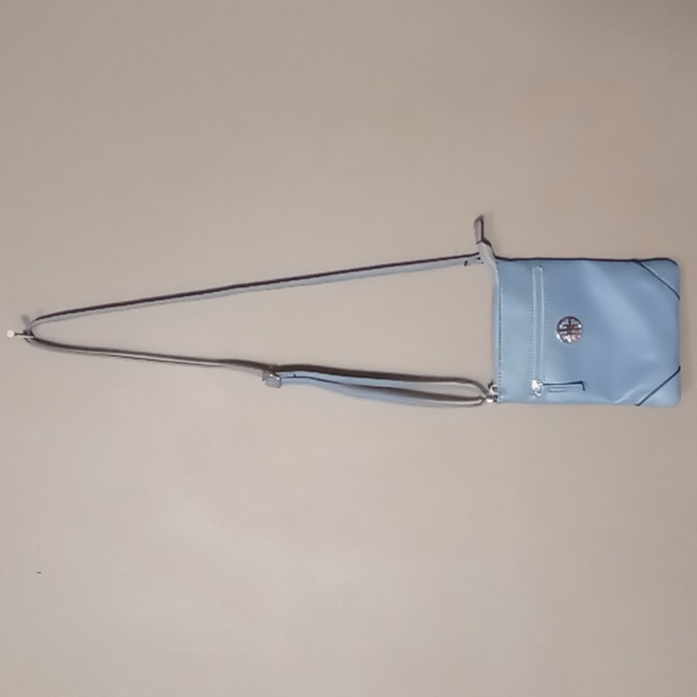 Unbranded Light Blue w Dark Gold Lining Crossbody Purse